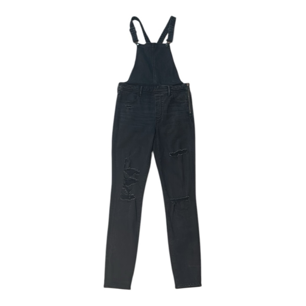 American Eagle Super StretchX Distressed Black Denim Jegging Overalls Women 10L